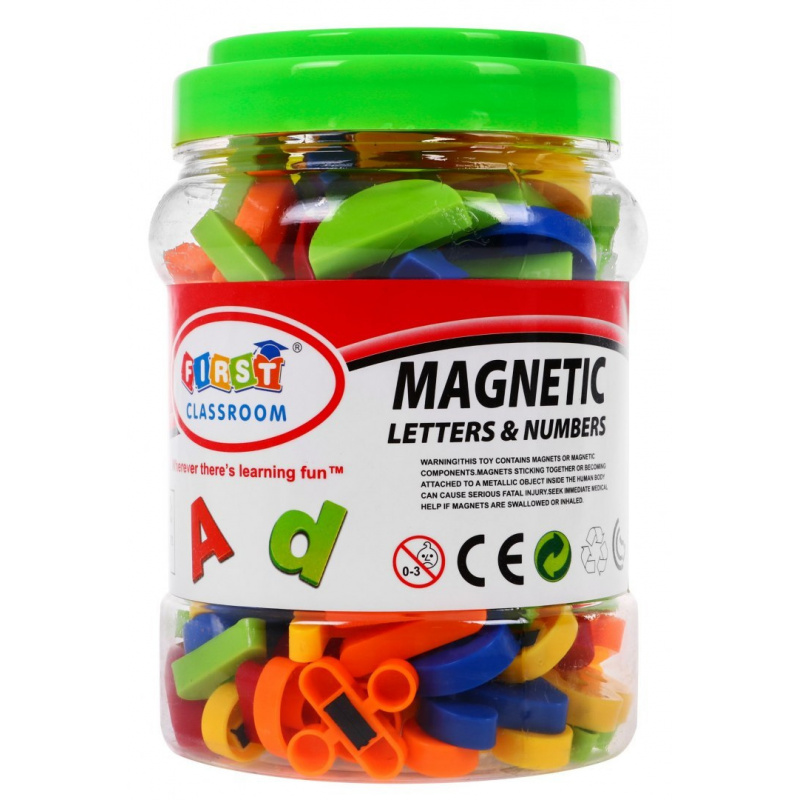Set of Colorful Magnets for Kids 3+ Educational Toy + Numbers Letters Digits Lines 128 pcs.