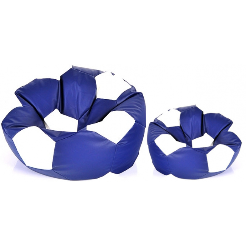 Aga Sofa bag BALL XXXL White - Dark blue + footrest