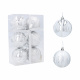 Aga Christmas Ornaments 7cm 6pcs Silver - Beads