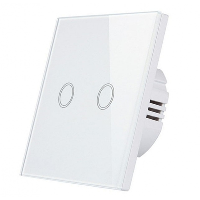 Glass touch switch double - white - GLASS