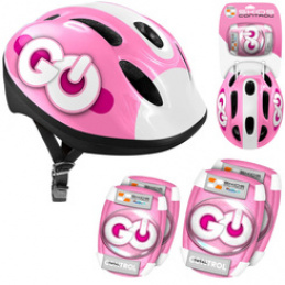 Regulated set of protective gear for children Helmet + protectors PINK SP0856 universal