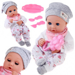 Baby Doll 32 cm with Movable Eyes + Feeding Accessories ZA5833 Universal