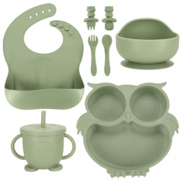 Children's silicone tableware owl milita green
