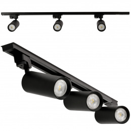 Set of 2m rail + 3x GU10 light fixture black