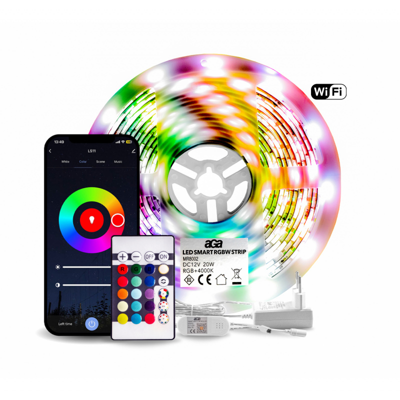 Aga WiFi RGBW LED strip 5m + driver + power supply
