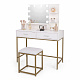 Aga Dressing Table with Mirror and LED Lighting + Stool Matte White
