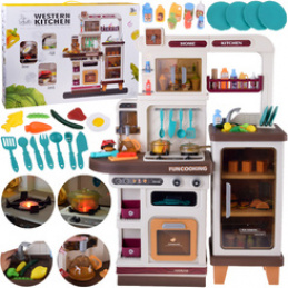 Interactive brown kitchen for children + effects: light, sound, steam ZA5765 universal