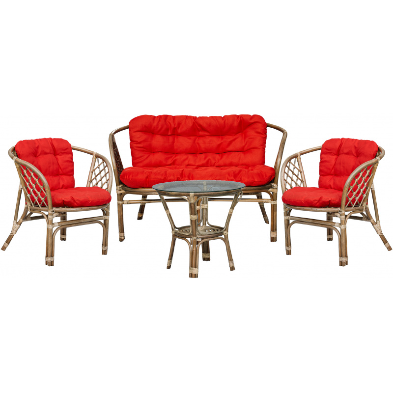 Aga Rattan set BAHAMA Grey Red