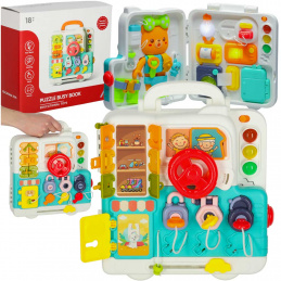 Sensory manipulation board Montessori Montessori suitcase buttons teddy bear XXL light sound