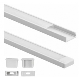 Surface-mounted aluminum profile for LED strip - 2m - white - set