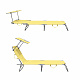 Aga 2x Garden Reclining Lounger with Canopy Yellow