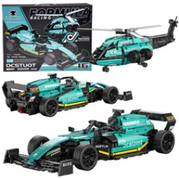 Technical blocks 2-in-1 Formula 1 Bolide helicopter 736 pieces stickers ZA5730 universal