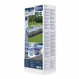 Power Steel 404x201x100 Rattan Imitation 13x6FT BESTWAY 6in1 Rack Pool + Pump + Ladder
