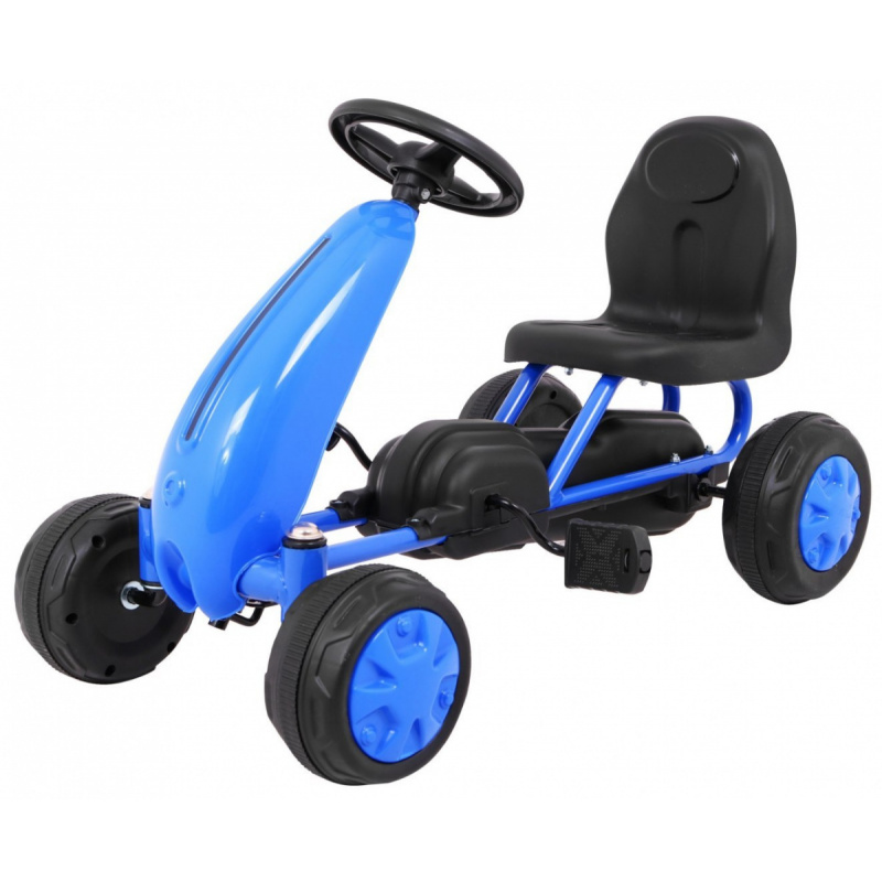 First Pedal Go-Kart for Youth Blue + Chain Drive + Rubber Wheels