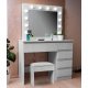 Aga Dressing table with mirror, lighting and el.drawer + stool Glossy white