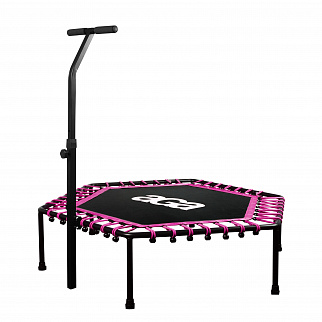 Aga FITNESS Trampoline 130 cm Pink + Handle - 2nd QUALITY