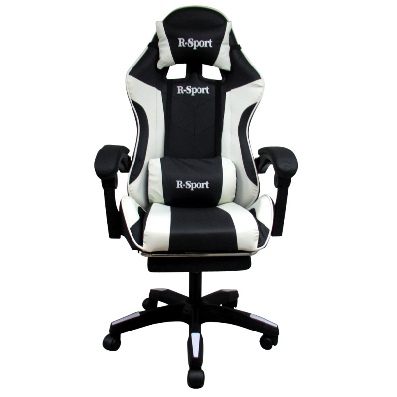 R-Sport Gaming chair K4 with footrest White and black