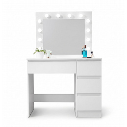 Aga Dressing Table with Mirror and Lighting Matte White
