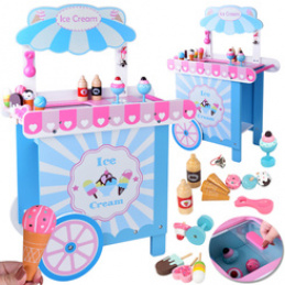 Large pastel ice cream stand LODZIARNIA made of wood + 8 different ice creams ZA5945 universal