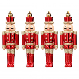 Aga Set of 4 Christmas Ornaments Nutcracker Red