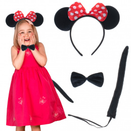 Costume headband bow tie tail set mouse