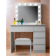 Aga Dressing table with mirror, lighting and el.drawer + Stool Matte White
