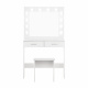 Aga Dressing table with mirror and lighting + stool Matte white