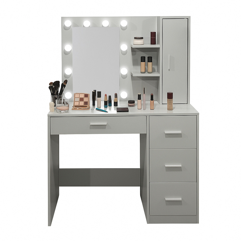 Aga Dressing Table with Mirror and Lighting Matte White
