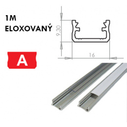 Aluminum Profile for LED Strips A Surface 1m ANODIZED