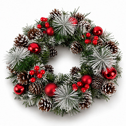 Aga Christmas wreath 36 cm red with pine cones