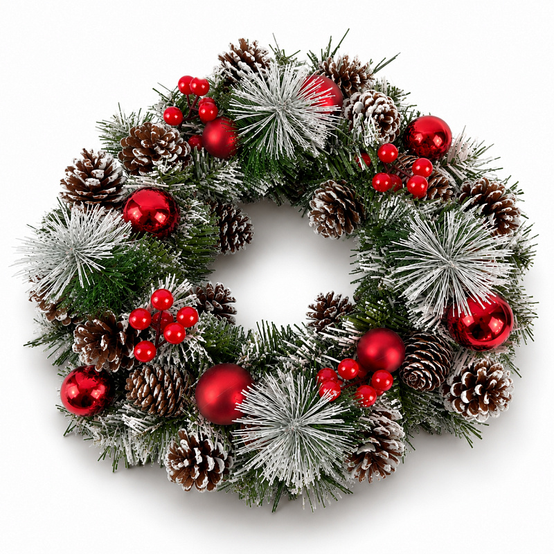 Aga Christmas wreath 36 cm red with pine cones