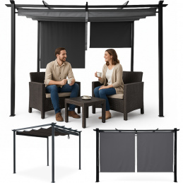 Garden pergola 3x4 m steel with 4 side awnings