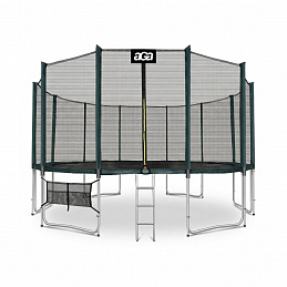 Aga SPORT PRO Trampoline 500 cm Dark Green + Safety Net + Ladder + Shoe Pocket