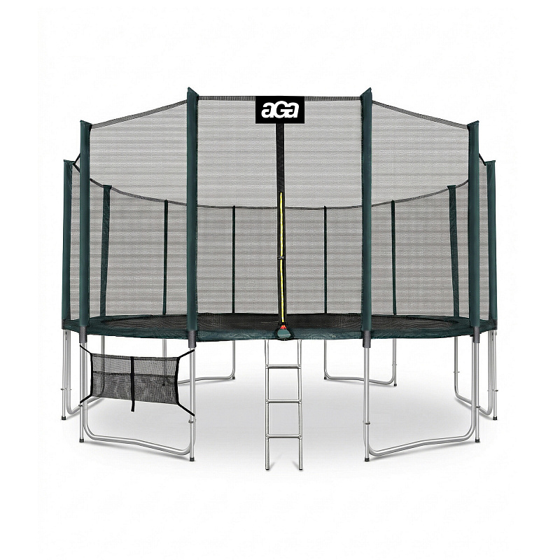 Aga SPORT PRO Trampoline 500 cm Dark Green + Safety Net + Ladder + Shoe Pocket