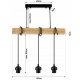 Hanging Ceiling Light LED Wooden Beam 3xE27 Chandelier Diamonds White