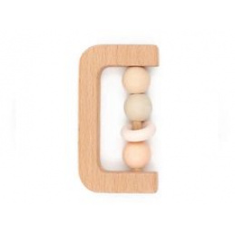 Wood + silicone hand rattle pink 4m+ BAMBOOM universal