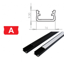 Aluminum Profile for LED Strips A Surface Black 1m