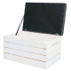 Wooden chest with padded lid 40 x 50 x 35 cm Grey/White 15252