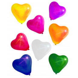 Aga4Kids Latex balloon Heart with LED mix of colours 25 cm