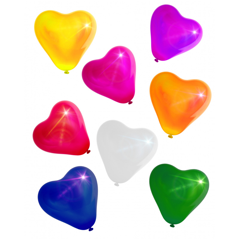 Aga4Kids Latex balloon Heart with LED mix of colours 25 cm