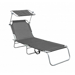Aga Garden Reclining Lounger with Canopy Gray 6DAZ465 - SECOND QUALITY