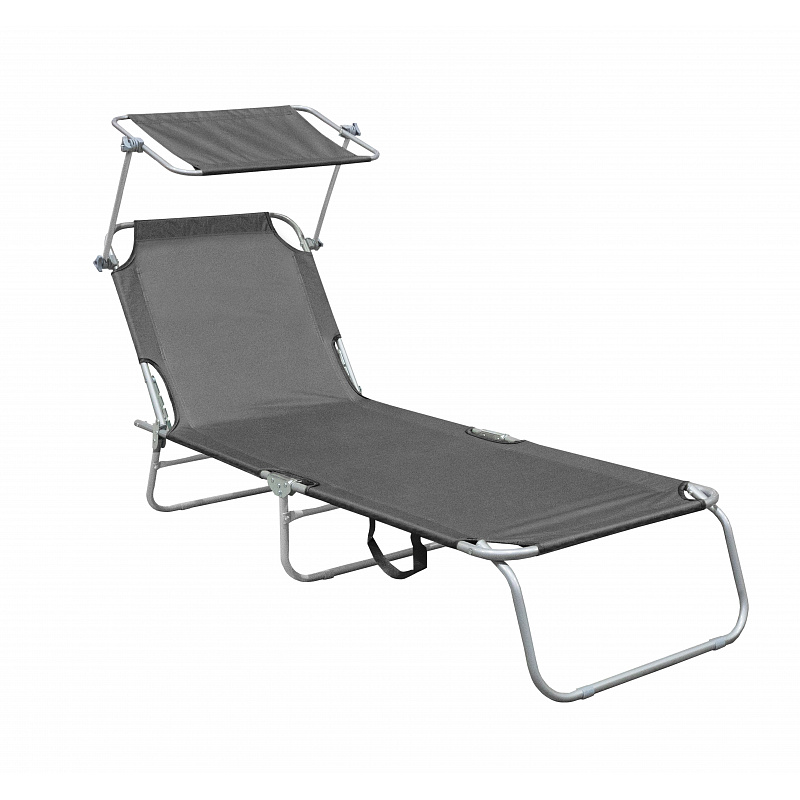 Aga Garden Reclining Lounger with Canopy Gray 6DAZ465 - SECOND QUALITY