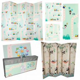 Educational double-sided foam folding mat panda street 180 x 200 cm