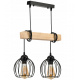 Hanging ceiling light LED wooden beam 2xE27 Chandelier Wire ball