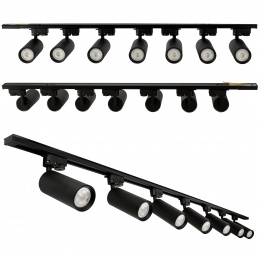 Set of 2m rail + 7x GU10 black light fixture