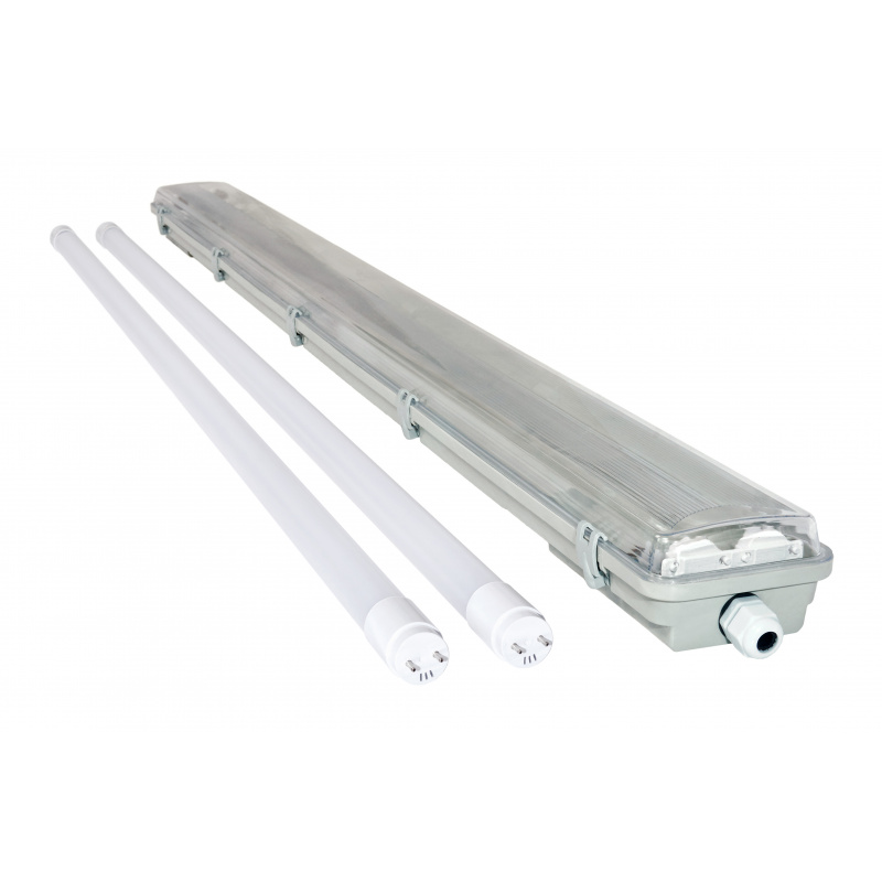 Luminaire + 2x LED tubes - T8 - 120cm - 18W - cold white - SET
