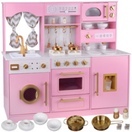 Large wooden interactive kitchen glamour gold accessories espresso ZA5933 universal