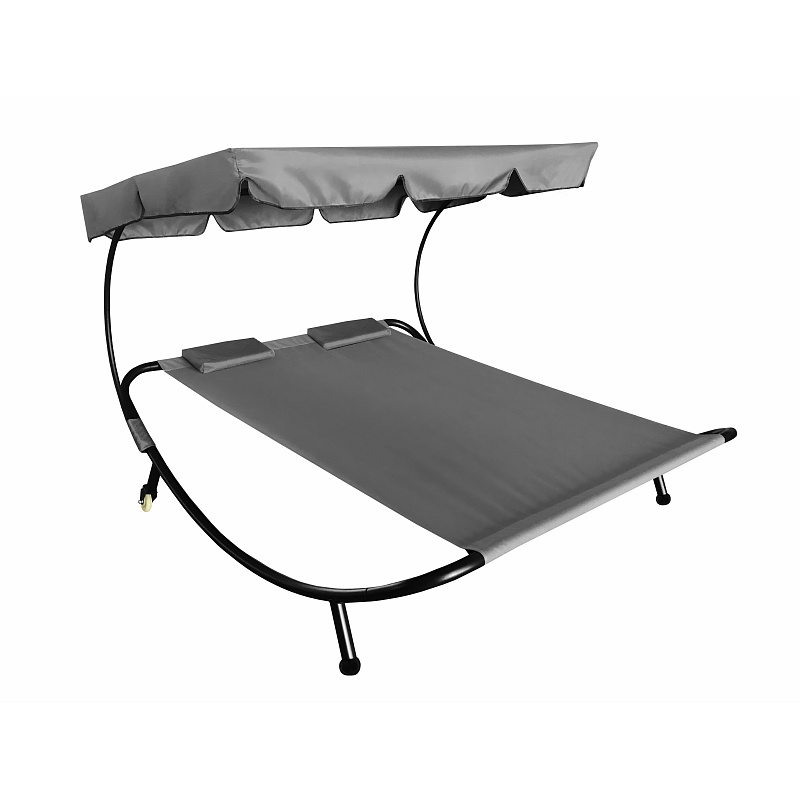 Aga Garden Sun Lounger for Two with Canopy Gray 6DAZ428 - SECOND QUALITY