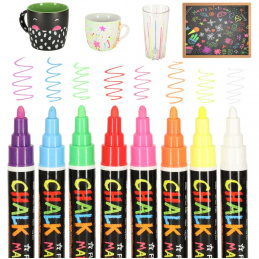 Washable chalk markers for glass boards, billboards, price tags 8pcs