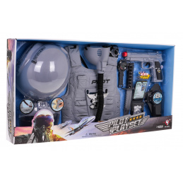 Children's Pilot Set for Kids 3+ Interactive Gun + Adjustable Helmet + Vest with Oxygen Mask + Accessories